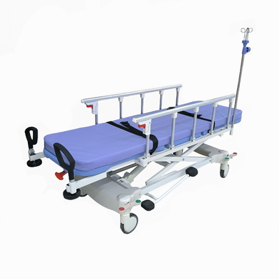 kaufen Blaue Hydraulische Ambulanz-Stracher-Trolley Metall für Patienten importiert Online-Herstellung