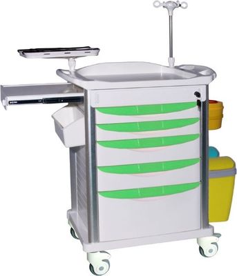kaufen Aluminiumlegierung 70mm 4 Posten-medizinischer Laufkatzen-Wagen mit Fächern Online-Herstellung