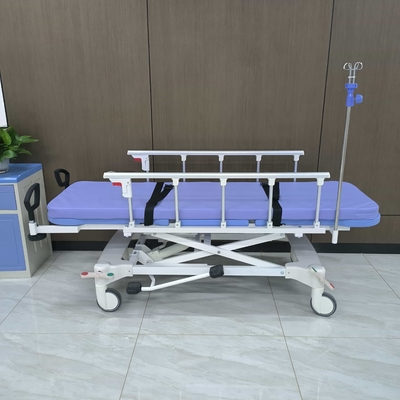 Hydraulische Trage Hspital Ausrüstung Medizinischer Patient Trolley Klappschutzgelände Rollstuhltransfer b