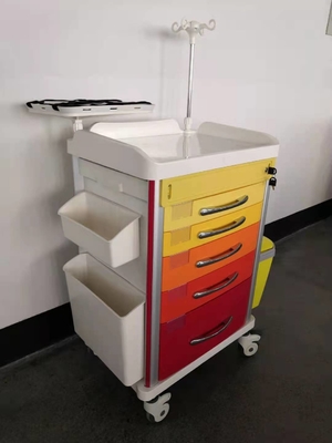 Rotes zugeführtes Anästhesie-Wagen Aluminiumstahl-ABS Material
