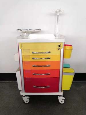 Rotes zugeführtes Anästhesie-Wagen Aluminiumstahl-ABS Material