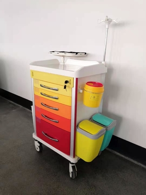 Rotes zugeführtes Anästhesie-Wagen Aluminiumstahl-ABS Material