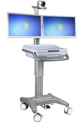 Medizinischer integrierter bewegender Laufkatzen-Aluminiumlegierungs-Computer Worksations-Wagen