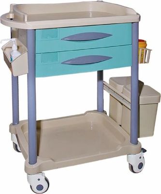 Plastikstahl-ärztliche Behandlungs-Wagen der ABS Tischplatte-Doppelschicht-930mm
